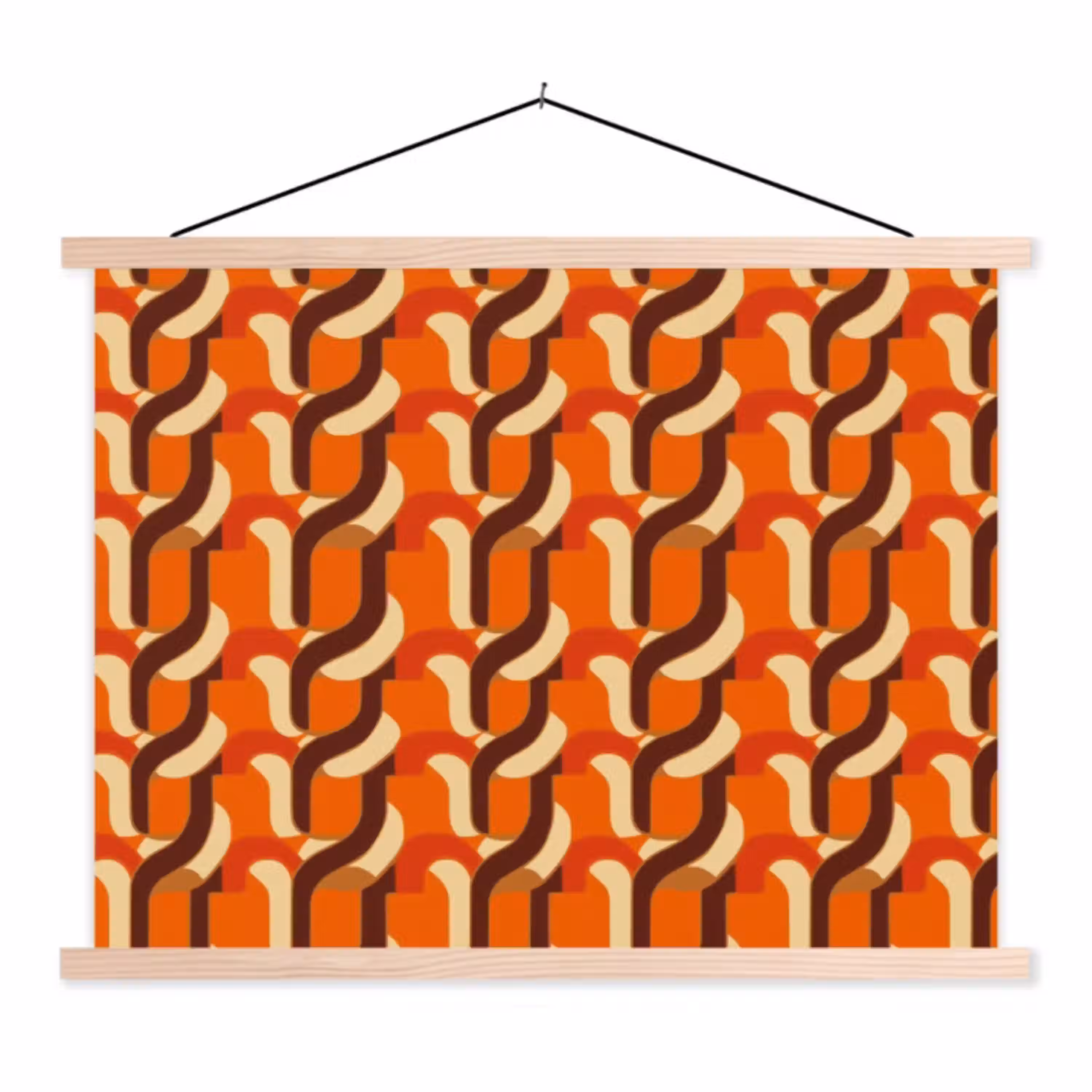Retro - Modern - Kleurrijk textielposter latten blank klein 122 -3d