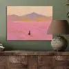Bloemenweide - Heuvels - Silhouet - Roze PET vilt klein -sfeer2