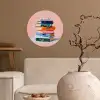 Boeken - Stapel - Kleurrijk Wandcirkel behangsticker klein -sfeer1