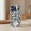 Bloemen print - Zwart - Wit - Bladeren Telefoonhoesje iPhone 17 Pro Max klein -sfeer2