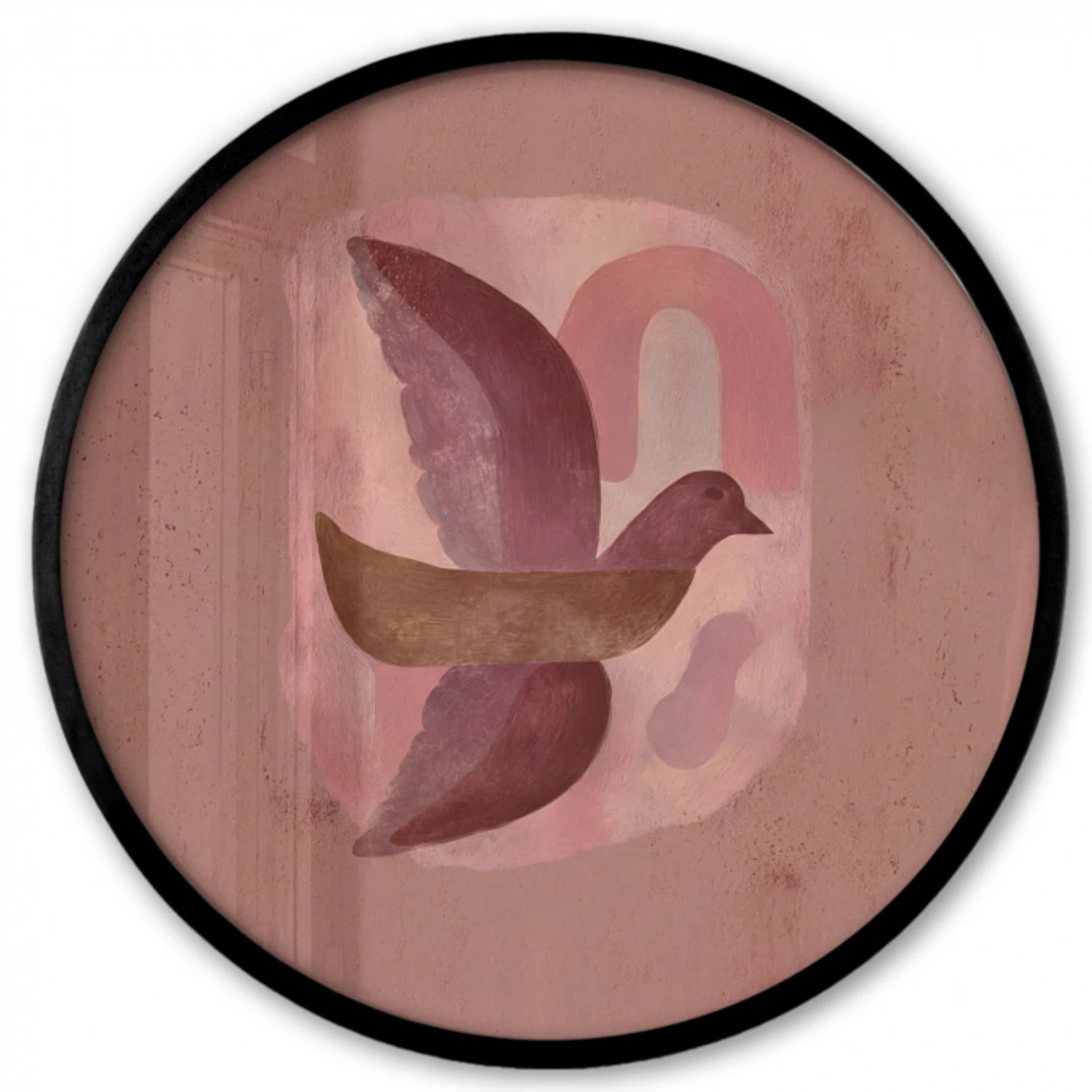Illustratie - Vogels - Abstract - Roze Fotolijst rond zonder passe partout klein -3d