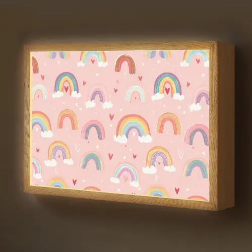 Regenboog - Patroon - Pastel Light Box met batterij (Wandlamp kind) middel -z3d_website