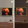 Schedel - Oranje - Zijaanzicht - Vlammen Light Box met batterij (Wandlamp) middel -sfeer3