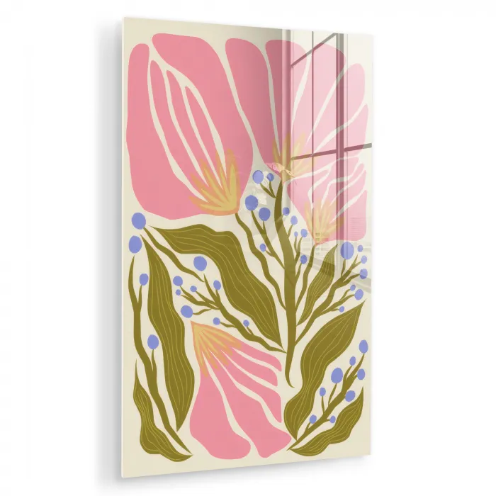 Bloemen - Bladeren - Abstract - Roze plexiglas 5mm klein -zzzproduct_nieuw