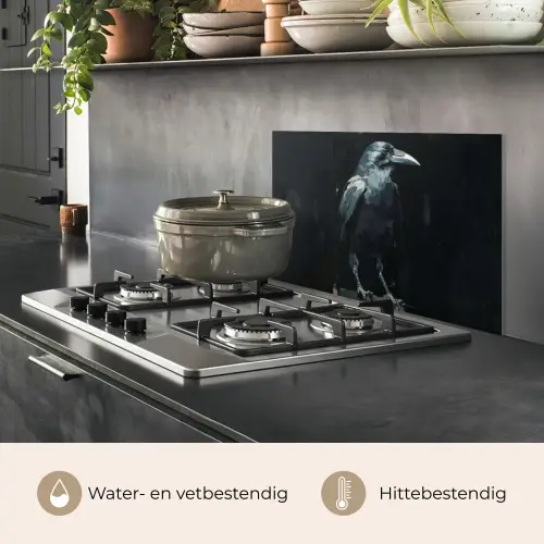 Raaf - Vogels - Zwart keuken achterwand spatscherm klein -usp_NL