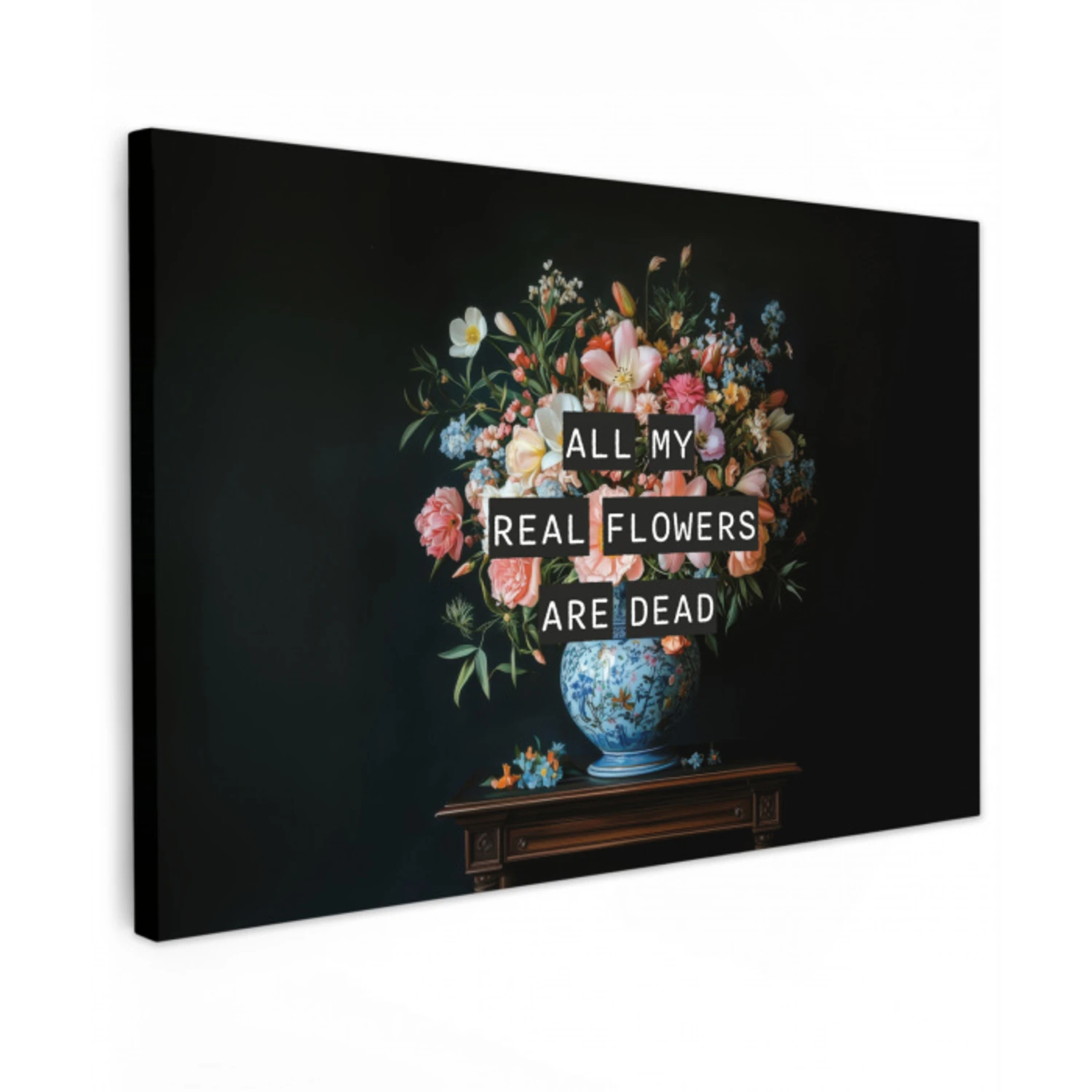 Bloemen - Art - Pastel - Quotes Tuinposter op houten frame 2 cm dik klein -3d