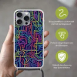 Retro - Abstract - Neon Hoesje iPhone 16 Pro Max met koord klein -sfeer2_NL
