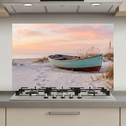 Rustiek - Roeiboot - Zandstrand keuken achterwand spatscherm klein -3d_website