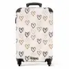 Hartjespatroon in diverse kleuren op beige NBS - Handbagage koffer - Volwassenen Unisex middel -productfoto_recht