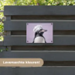 Pinguïn - Koksmuts - Lief - Paars tuinposter los doek klein -sfeer3