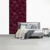 Bloemen - Patroon - Bordeauxrood fotobehang vinyl groot 64 -slaapkamer