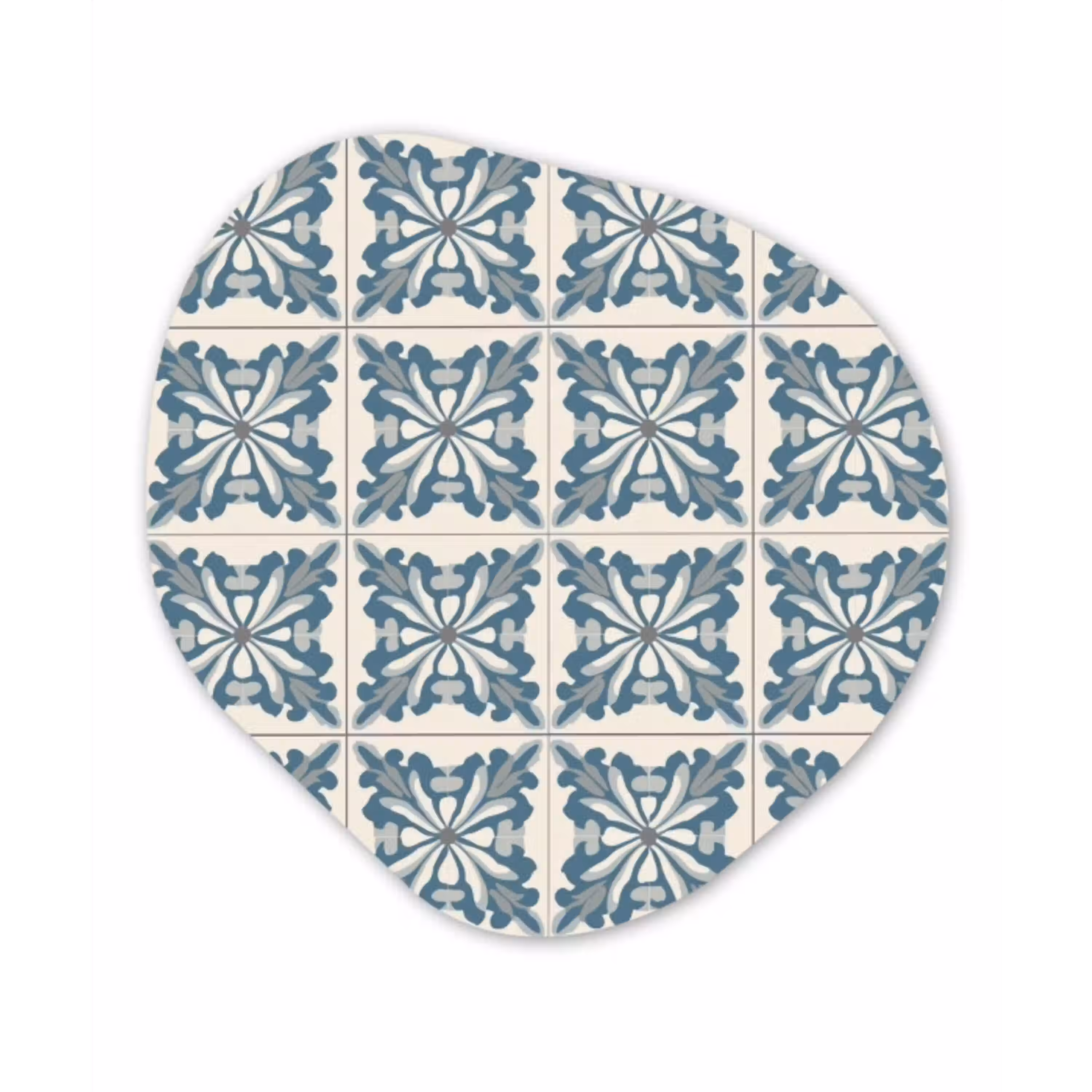 Dessin - Tegel - Blauw Wandcirkel Organisch Aluminium middel 851 -3d