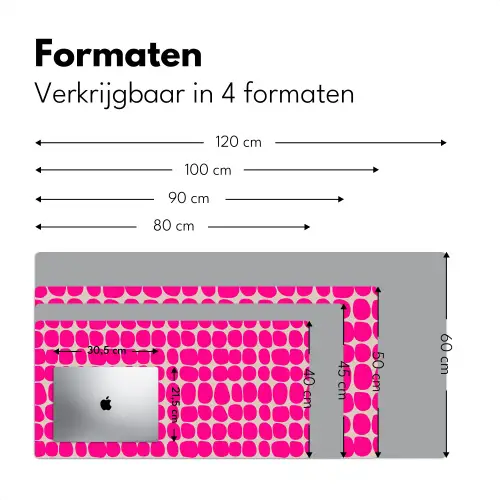 Stippen - Patroon - Roze Muismat XXL klein 681 -sfeer5