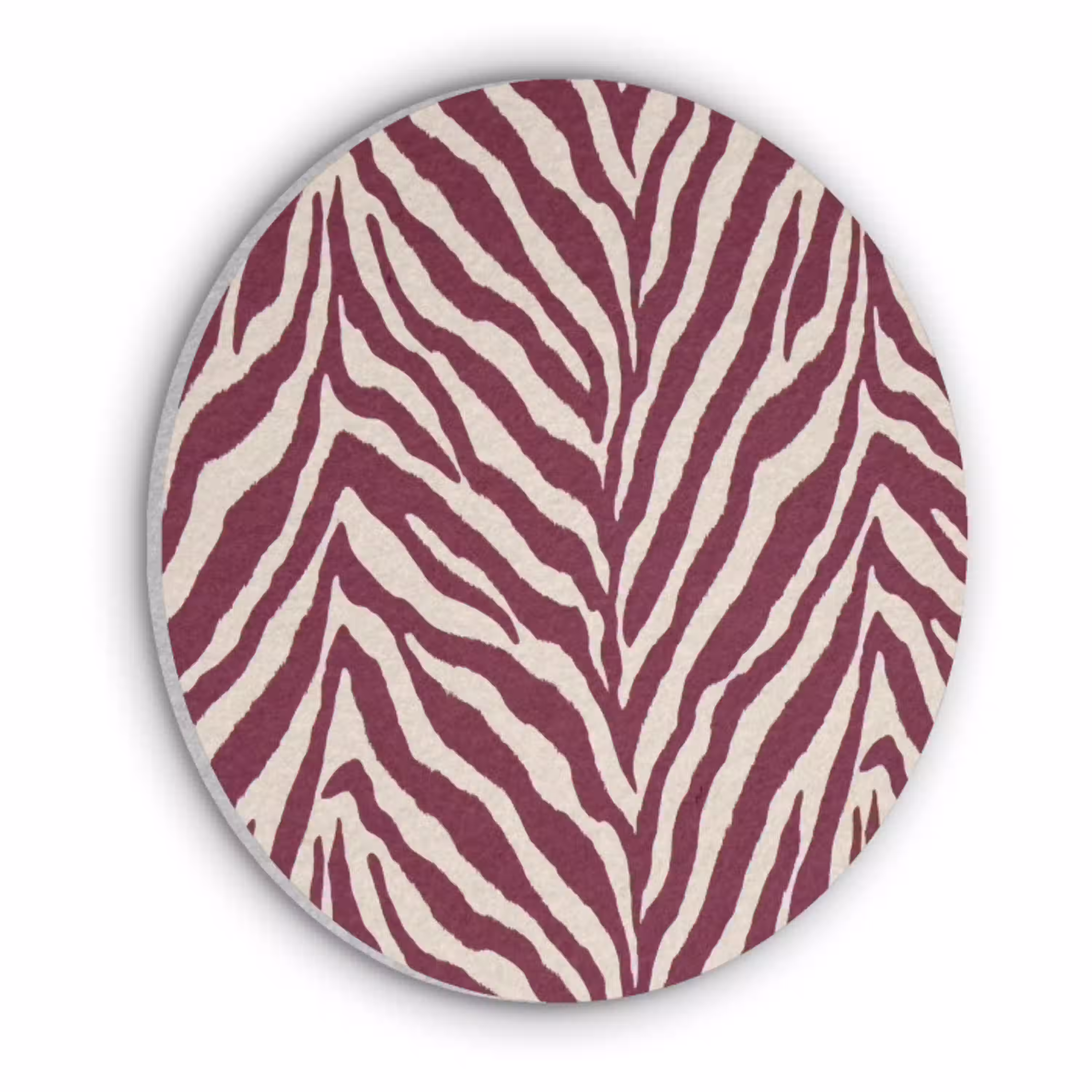 Zebra - Motief - Bordeaux - Rood Akoestische PET Vilt - Rond klein 838 -3d