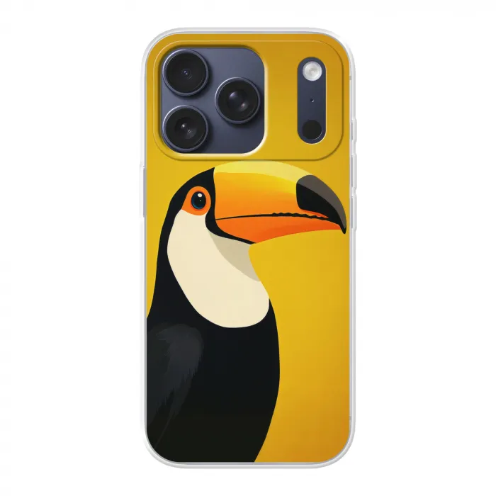 Toekan - Minimalistisch - Snavel - Oranje Telefoonhoesje iPhone 17 Pro klein -3d