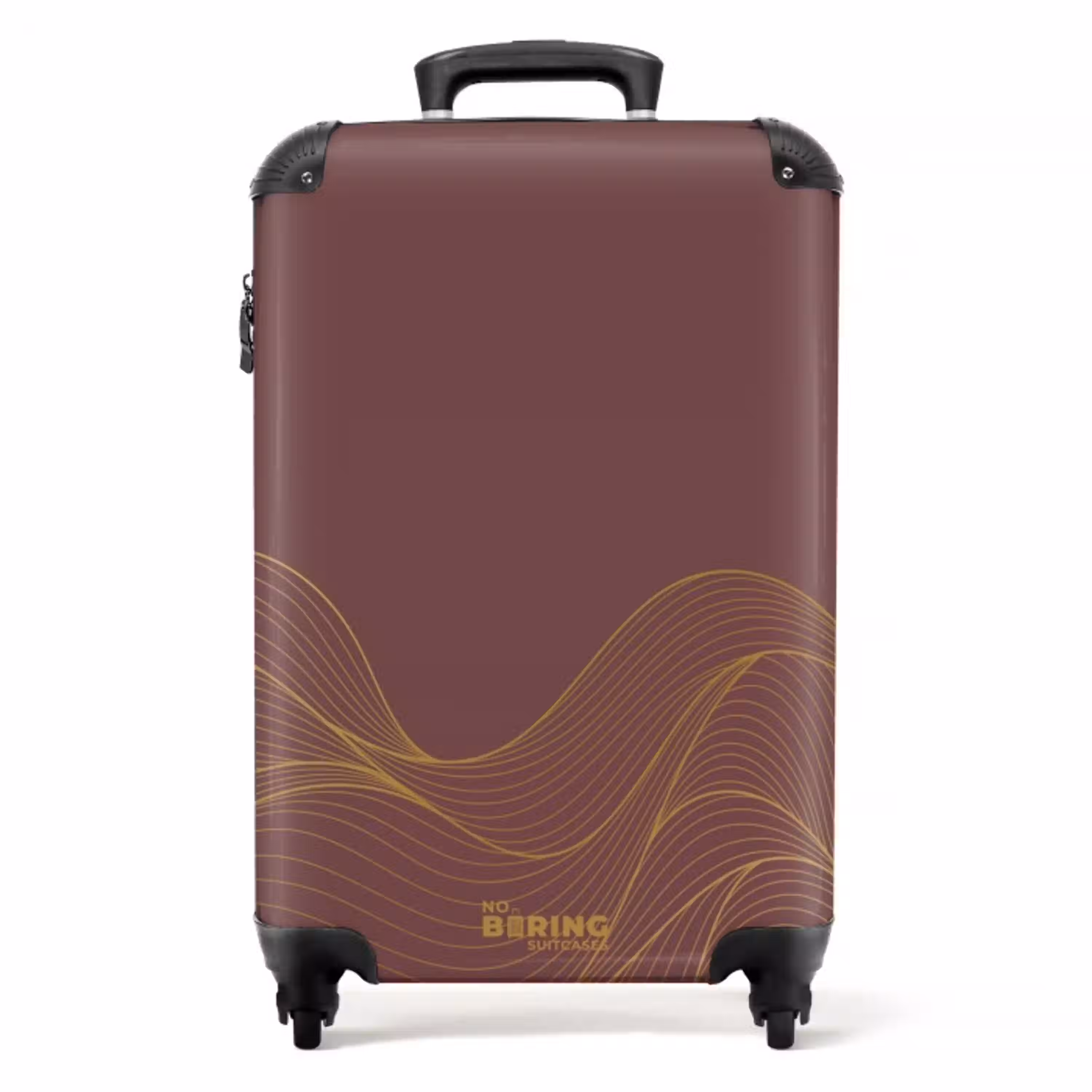 Minimal - Kastanjebruin met gouden golven NBS - Handbagage koffer - Unisex middel -productfoto_recht