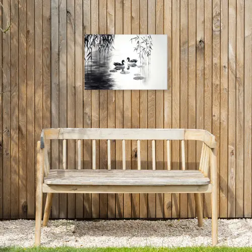 Eenden - Waterlelies - Riet - Zwart Tuinposter op houten frame 2 cm dik klein -sfeer4