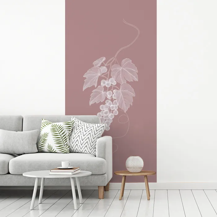 Tros - Druiven - Illustratie - Bladeren fotobehang vinyl groot -woonkamer