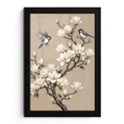 Oosters - Vogels - Beige fotolijst zwart zonder passe partout klein -3d