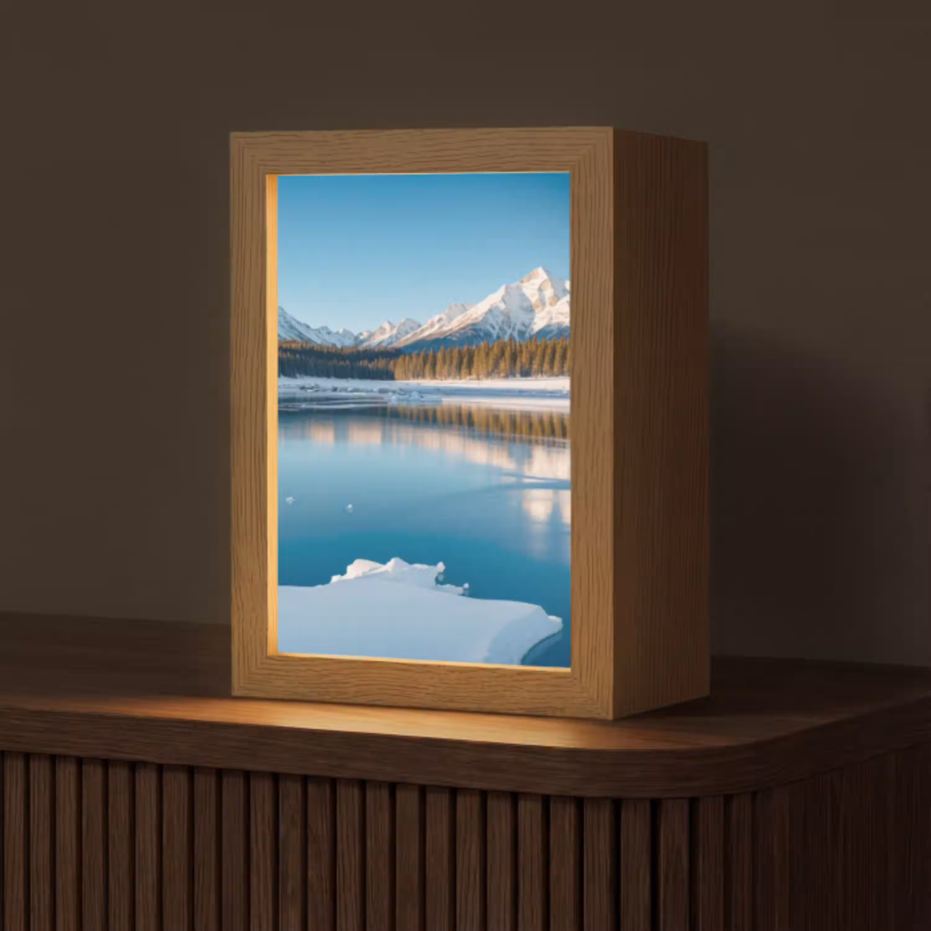 Landschap - Winter - Meer - Bergen - Uitzicht - IJs Light Box met kabel (Tafellamp) klein -z3d_website