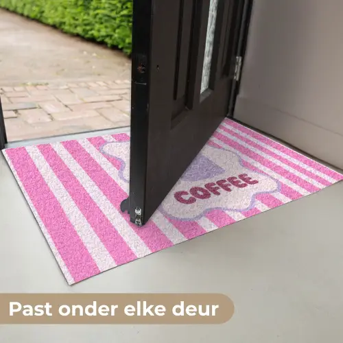 More coffee - Roze - Paars - Strepen - Mok Deurmat klein -USP_NL