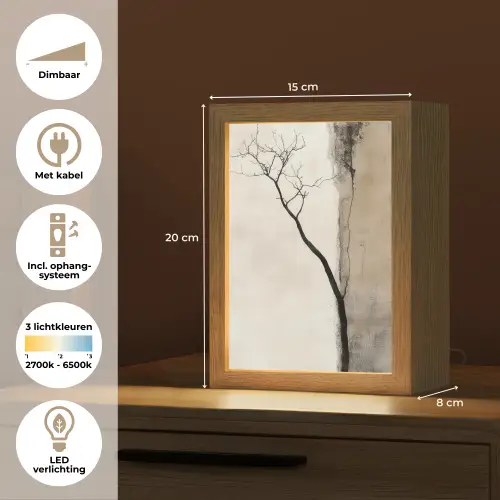 Wabi sabi - Plant - Beige Light Box met kabel (Tafellamp) klein -USP_NL