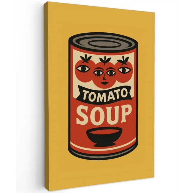 Tomatensoep - Gezichtje - Illustratie - Rood Tuinposter op houten frame 2 cm dik klein -3d