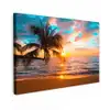 Palm - Zonsondergang - Horizon - Strand - Zee - Tropisch Tuinposter op houten frame 2 cm dik klein -3d
