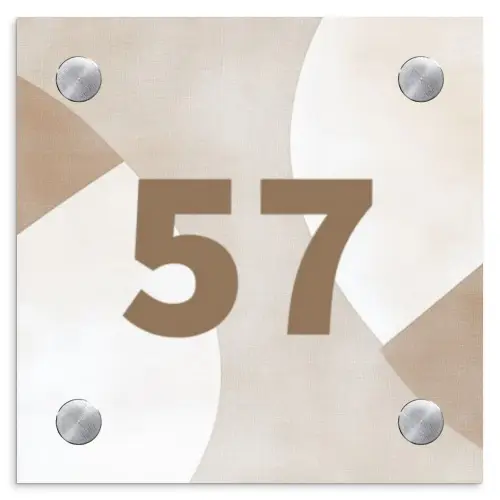 Abstract beige - Traditioneel Naambord Vierkant klein -3d