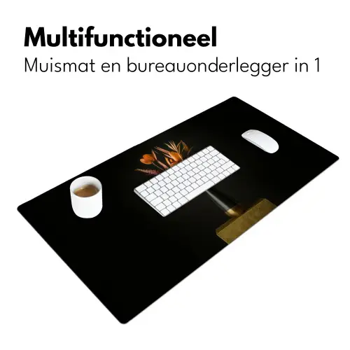 Boeket - Oranje - Gouden - vaas Muismat XXL klein -sfeer4