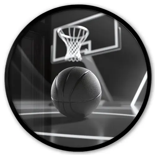 Basketbal - Basketbalveld - Lichtlijnen Fotolijst rond zonder passe partout klein -3d