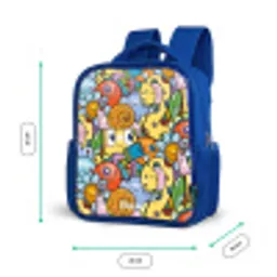 Cartoon van verschillende wezens en gezichten Kinderrugzak - Blauw middel -productfoto_formaten