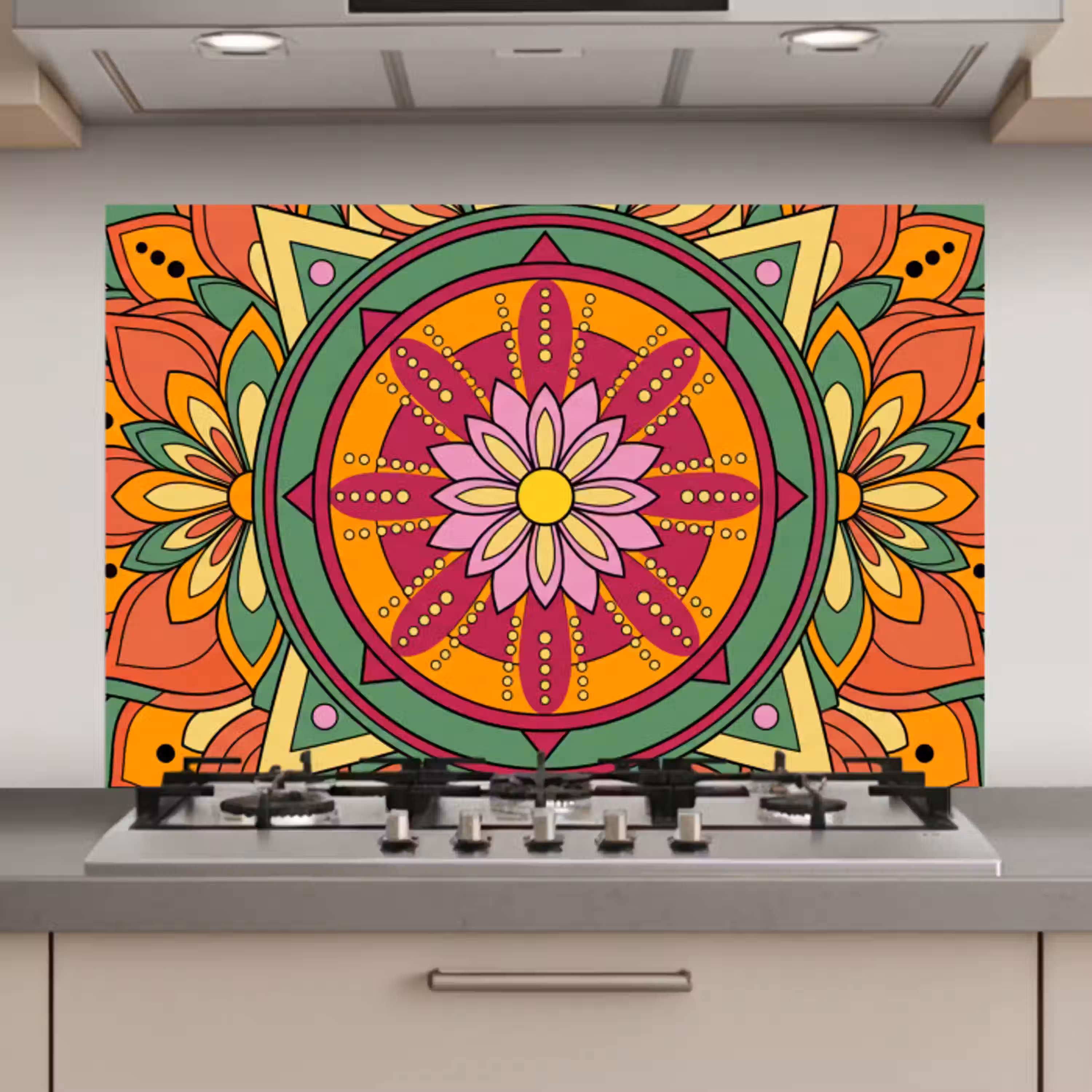 Mandala - Bloemen - Abstract - Kleurrijk keuken achterwand spatscherm klein -3d_website