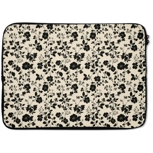 Bloemen - Dessin - Zwart laptophoes neopreen klein 279 -zkaufland3dotto