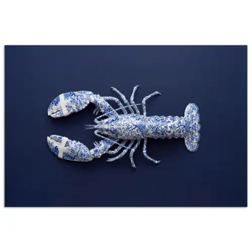 Kreeft - Porselein - Delfts - Blauw poster papier klein -3d