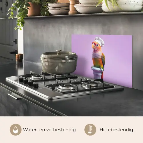 Papegaai - Koksmuts - Pilaar - Vogel keuken achterwand spatscherm klein -usp_NL