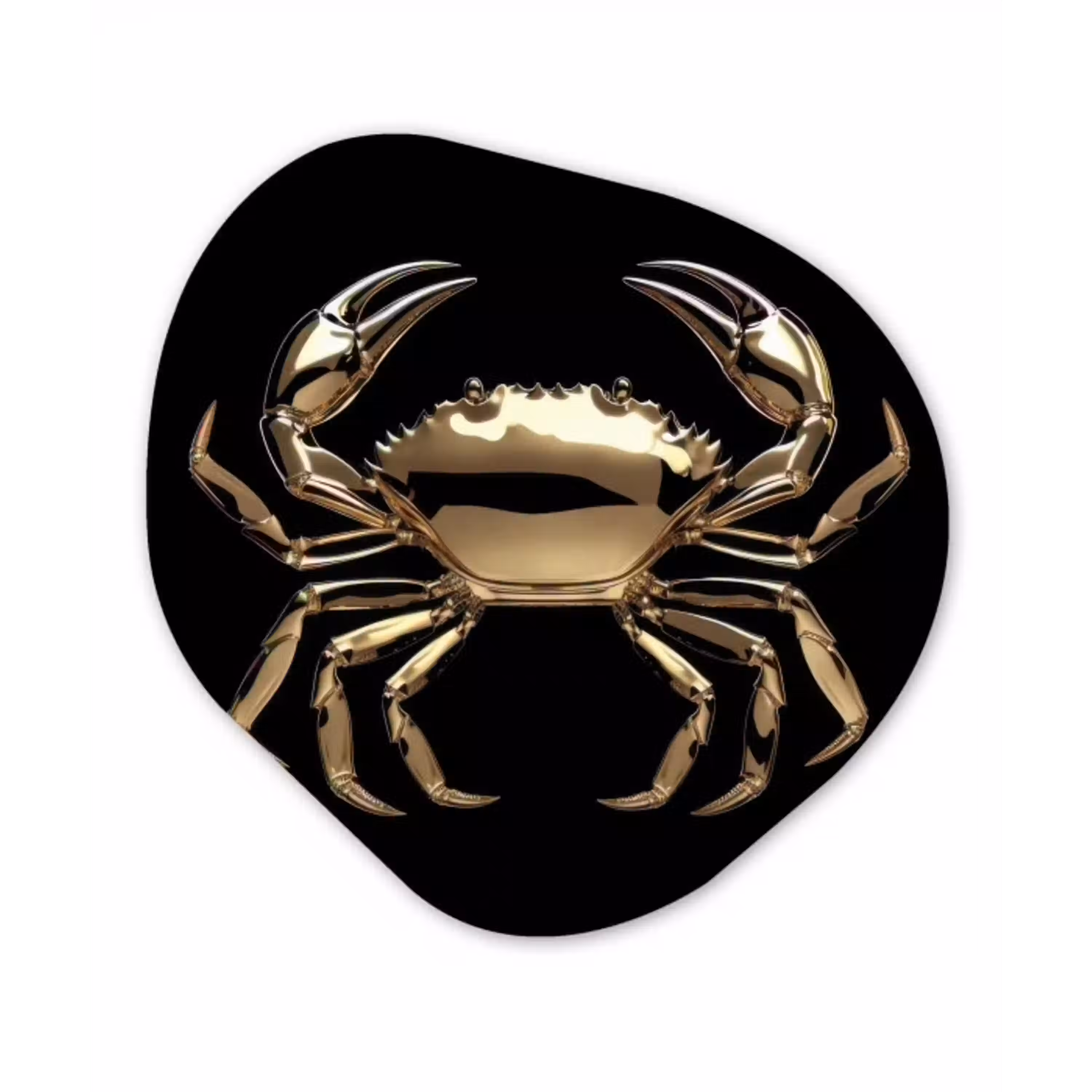 Goud - Krab - Dieren - Zwart Wandcirkel Organisch Aluminium middel -3d