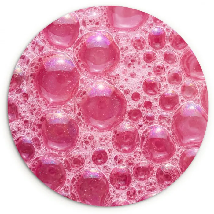 Roze - Schuim - Bubbels Wandcirkel kunststof plaat 5mm dik klein -3d