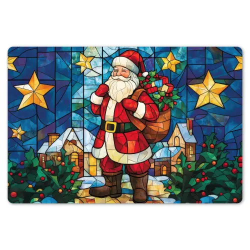 Kerstman - Glas - Kleurrijk Placemat vinyl groot -zzsfeer1_Kitchenyeah-website