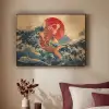 Koi - Zee - Golven - Zon Textielframe zwart klein -sfeer1