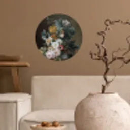 Stilleven met bloemen - Schilderij van Eelke Jelles Eelkema Wandcirkel behangsticker klein -sfeer1