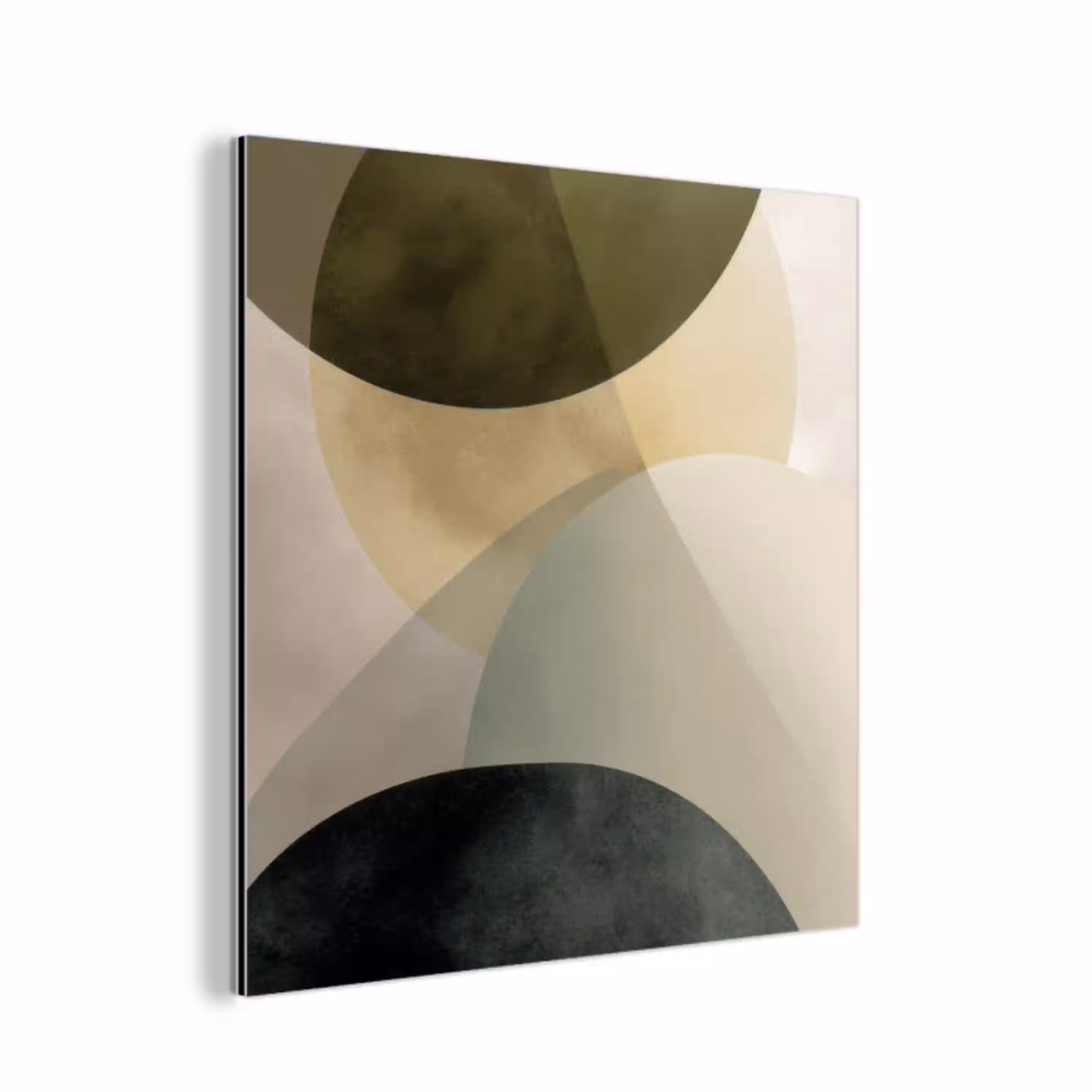 Vlakken - Abstract - Beige - Cirkels aluminium wit klein -3d