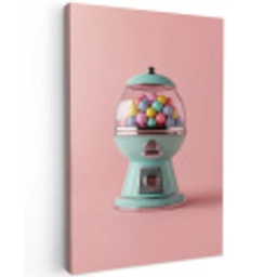 Kauwgom - Retro - Snoep - Roze Tuinposter op houten frame 2 cm dik middel -3d