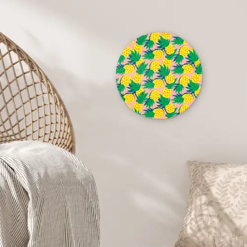 Ananas - Geel - Groen - Tropisch Wandcirkel plexiglas klein 852 -sfeer5
