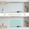 Turquoise - Patroon - Lijnen keuken achterwand spatscherm klein 900 -voor_na_FR