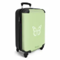 Groene achtergrond met witte vlinder NBS - Handbagage koffer - Unisex middel -productfoto_3d