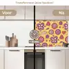 Patroon - Bloemen - Paars - Oranje keuken achterwand 2 middel 871 -voor-na2_NL