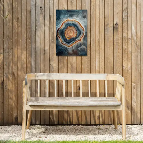 Cirkel - Ringen - Steen - Tinten Tuinposter op houten frame 2 cm dik klein -sfeer4