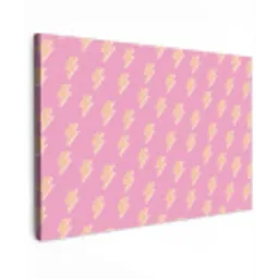 Geel - Bliksem - Roze Tuinposter op houten frame 2 cm dik klein 845 -3d