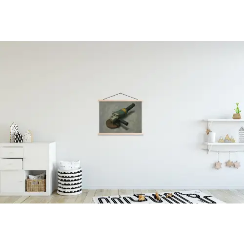 Haakse slijper - Schilderij - Gereedschap textielposter latten blank klein -kinderkamer
